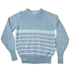 VTG 80s Pickering Saddlebrook Knit Sweater Golf Grandpa Baby Blue Size XL